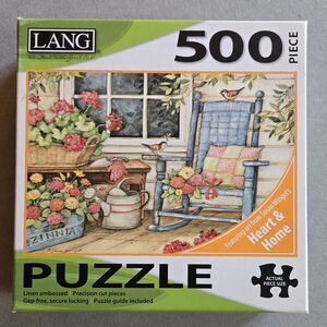 Lang Rocking Chair 500 pc Susan Winget Puzzle Complete Linen Embossed 2015